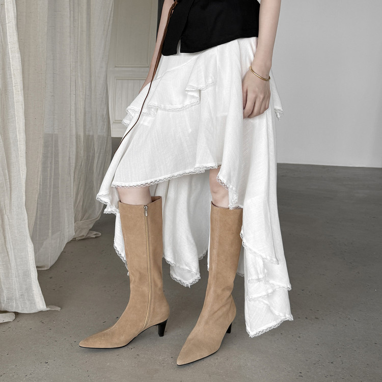 2025秋冬季中筒长靴骑士靴女新款