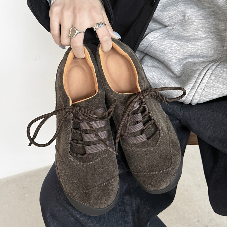 磨砂工装轻便平底乐福鞋女英伦风