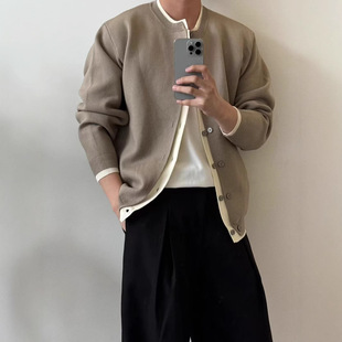 轧戏肖稚宇陈星旭同款春秋假两件针织开衫休闲圆领长袖叠穿感毛衣