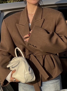 2025东大门冬季新款静棕时系列加厚定制可收腰气质有调性西装大衣