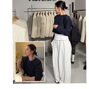 短款 气质百搭上衣 圆领极简长袖 quitwon欧尼新款