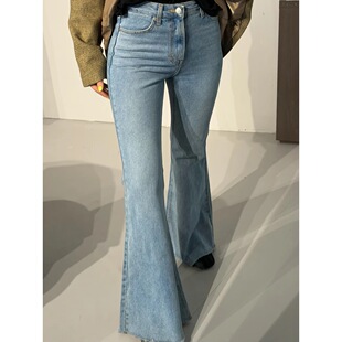 2026东大门韩国定制超高品质长腿中腰喇叭牛仔裤 拖地裤