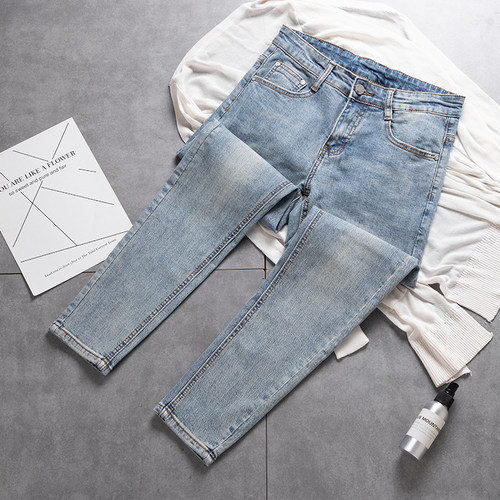 秋季男士小脚九分牛仔裤韩版