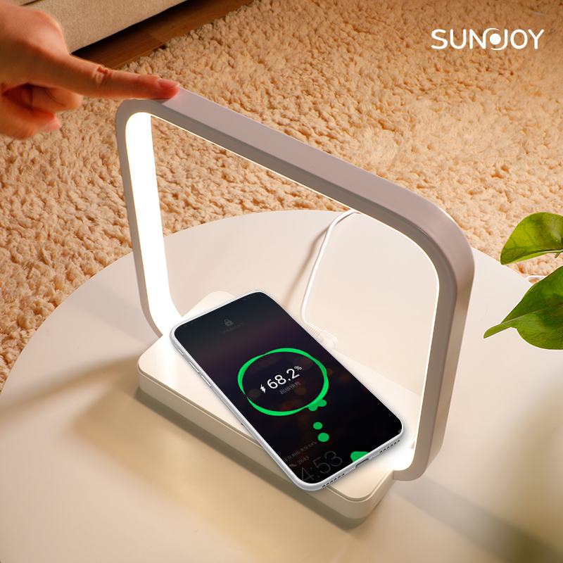 【网红推荐】SUNJOY多功能卧室床头灯台灯手机无线充电感应小夜灯