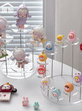 亚克力展示架梯形手办收纳盒盲盒小摆件陈列架透明卡通萌粒置物架