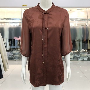 女上衣2026夏新款 桑蚕丝小衫 妈妈中袖 真丝衬衫 绮绣缘55 大衫 177