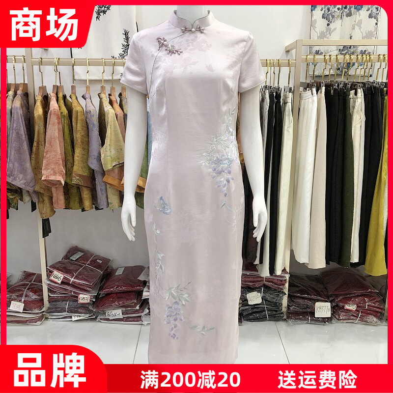 西湖月K93662 中年短袖改良旗袍2026夏季新款气质修身旗袍连衣裙