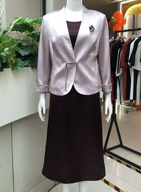金娅海伦88015 气质妈妈西服套裙连衣裙绸缎礼服婚宴喜婆婆敬酒服