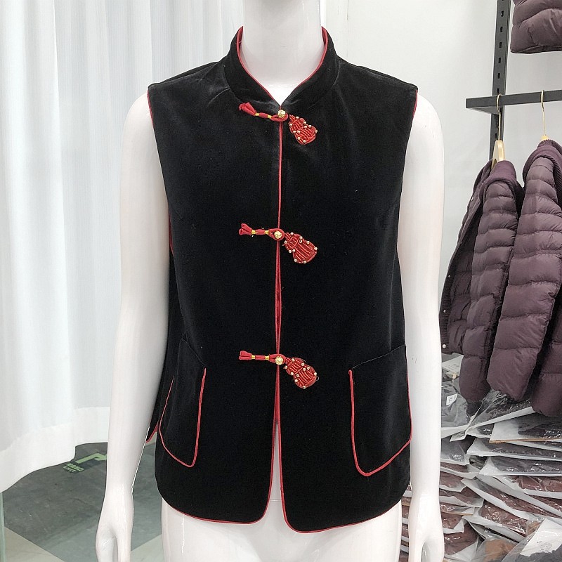 希曼琳NC6601 国风新中式盘扣马甲女春新款洋气马夹金丝绒背心,女装/女士精品,马夹,淘宝优惠券,粉丝福利购,淘宝优惠卷