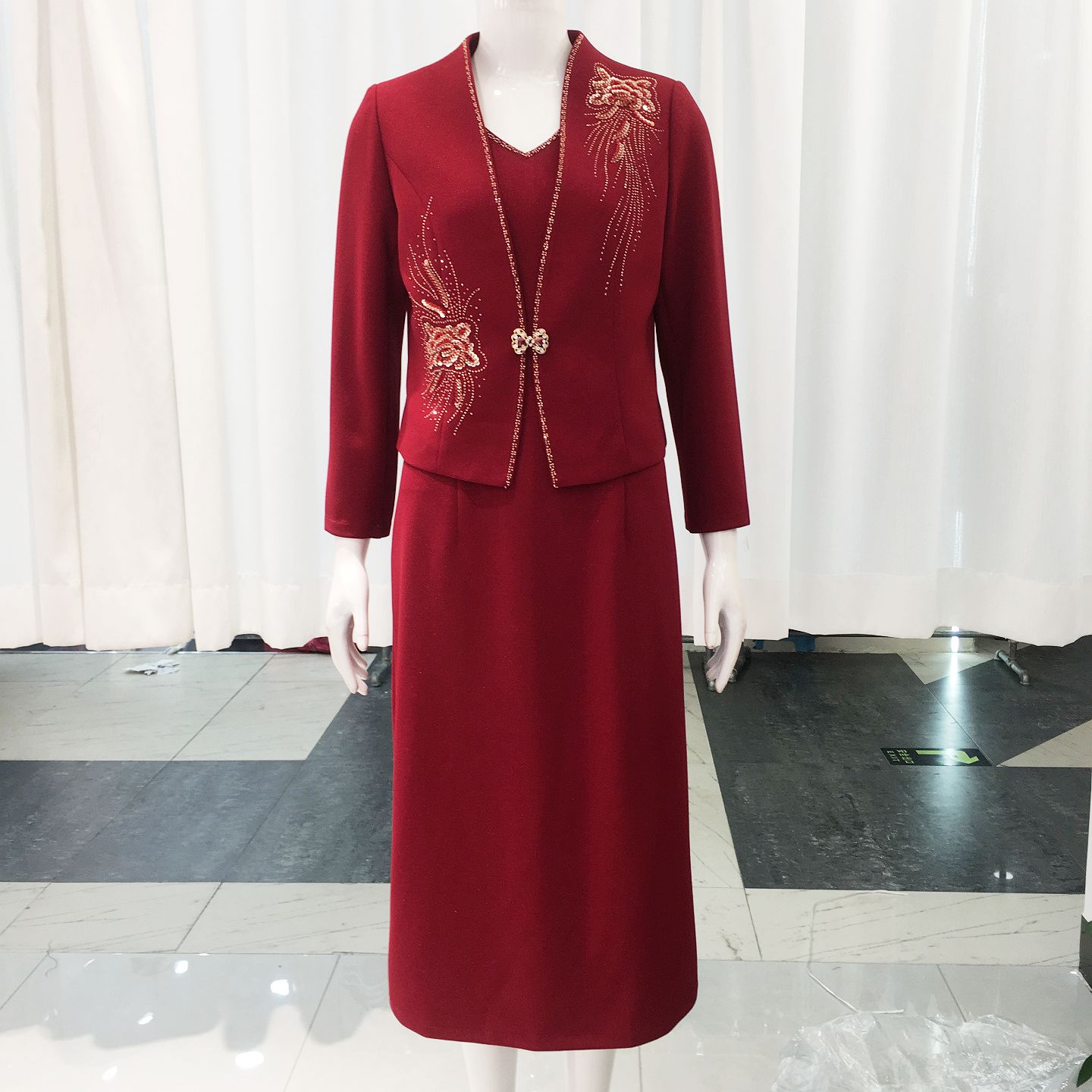 玖牧C07 高档喜婆婆礼服订婚宴套裙2026秋季新款妈妈敬酒服连衣裙