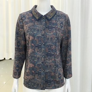 美雅达98602 中老年人衬衣女2026春季新款妈妈长袖衬衫奶奶薄外套