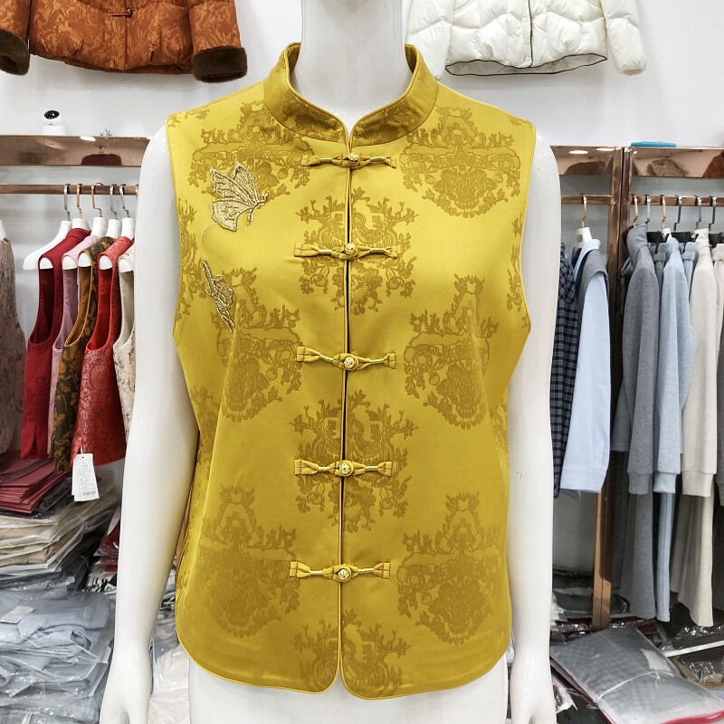 26-A18 商场品牌国风马甲女2026春季新款洋气新中式坎肩盘扣马夹