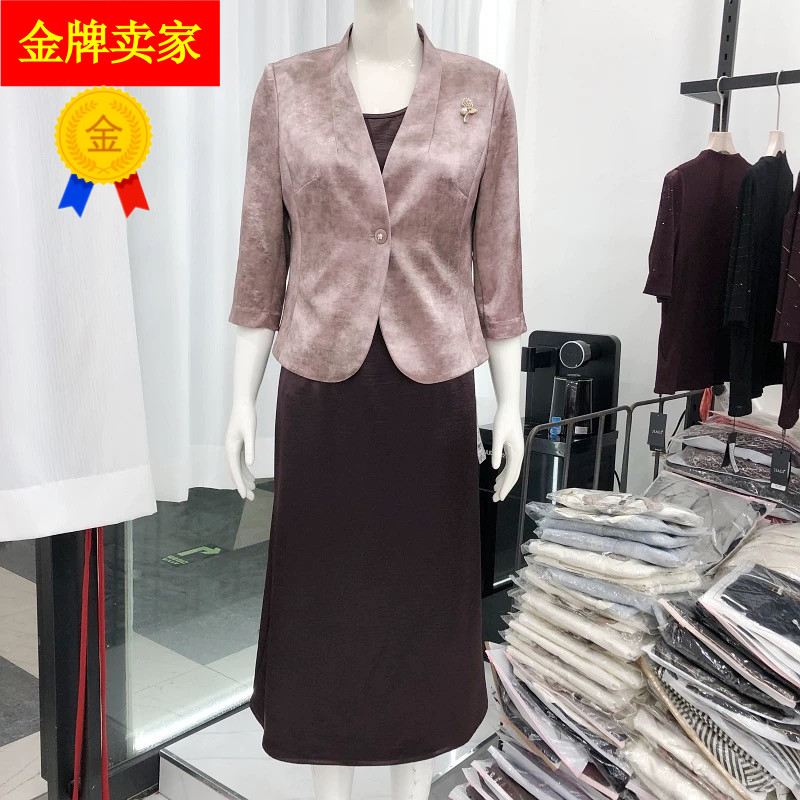 希曼琳8806缎面两件套裙连衣裙