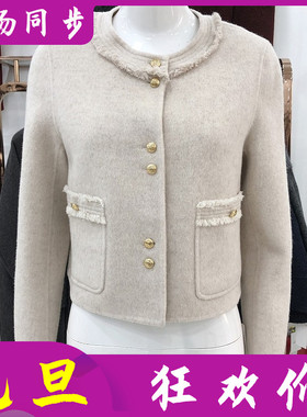 秋水兰熙86201 时尚短款羊驼毛双面呢大衣冬新款韩版高支羊毛外套