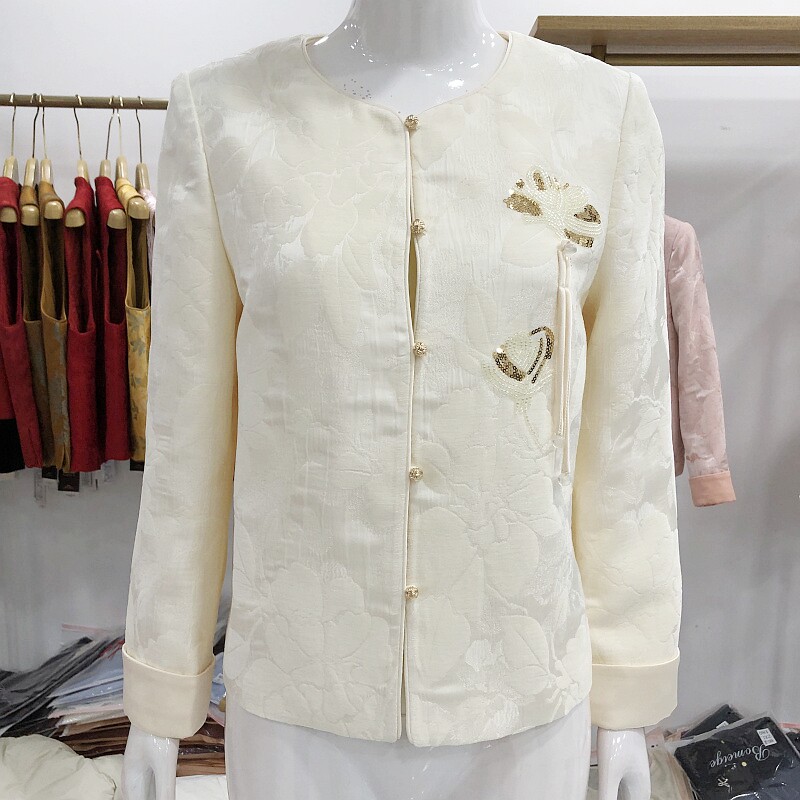 红衣俏812808 国风外套女式2026春季新款圆领新中式夹克休闲上衣