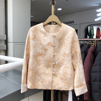 霓澳格NC6615 时尚国风外套女士2026春新款妈妈短款夹克圆领上衣