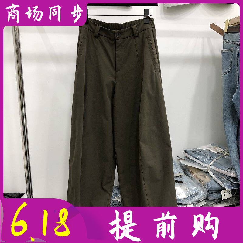 娇娣733 中年松紧腰直筒裤女裤2026夏季新款韩版妈妈宽腿裤长裤