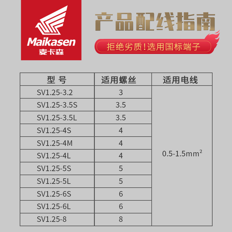 麦卡森接线端子系列叉型冷压黄铜
