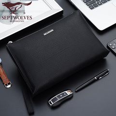 Septwolves Clutch Men's Leather Envelope Bag 2021 New Men's Clutch Bag Clutch Men's Leather Bag Clip Bag Wallet mua ví nam ví da nam hàng hiệu