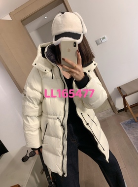 MK800+高蓬度90白鸭绒紫色收腰羽绒服25S新款连帽中长款绗缝外套