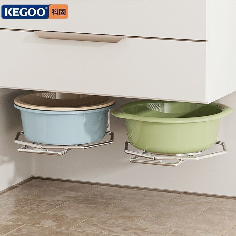 科固卫生间悬挂式置物架洗脸盆悬空收纳架浴室柜下免打孔脸盆挂架