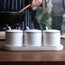 Wuxin seasoning pot set household seasoning box kitchen utensils ceramic salt box combination seasoning box salt pot
