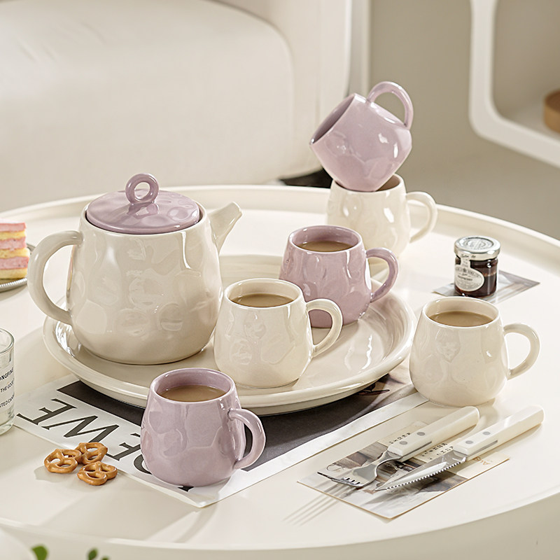 奶油风茶具套装家用客厅高颜值陶瓷杯具水壶茶杯乔迁新居2025新款