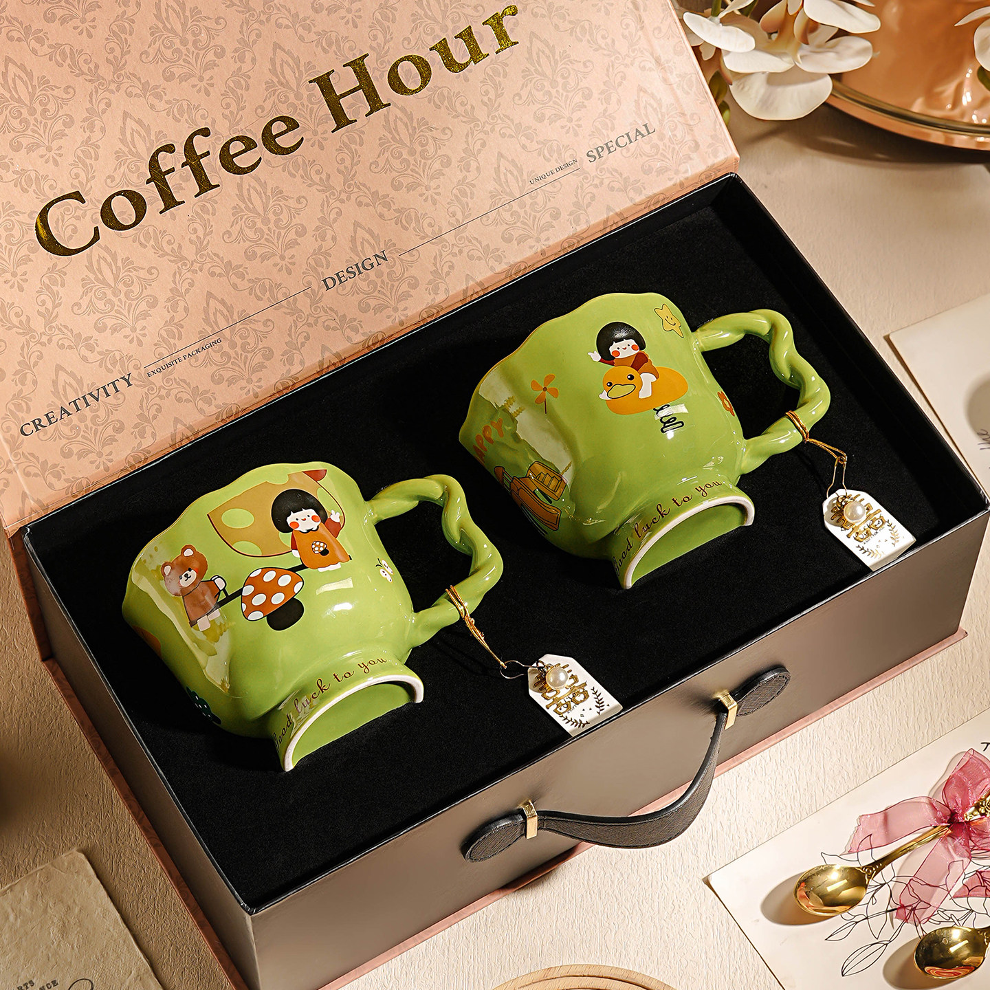 陶瓷杯马克杯子高颜值礼盒早餐杯情侣水杯高级感一对新婚生日礼物