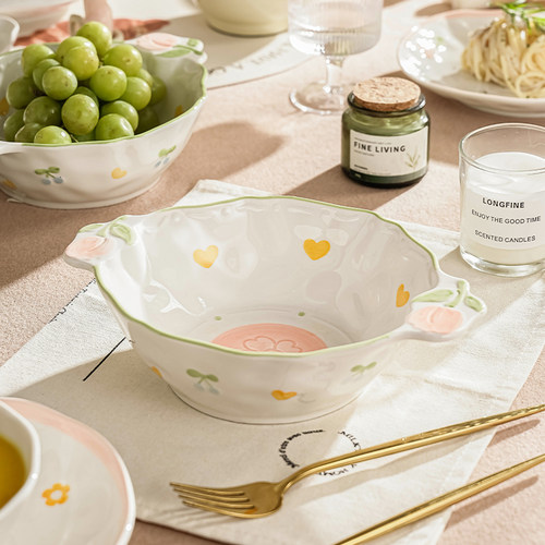 wuxin可爱双耳面碗汤碗陶瓷