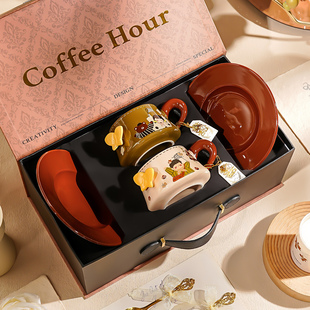 妇女节礼物送女友咖啡杯套装情侣杯子高级感一对订婚结婚新婚礼物