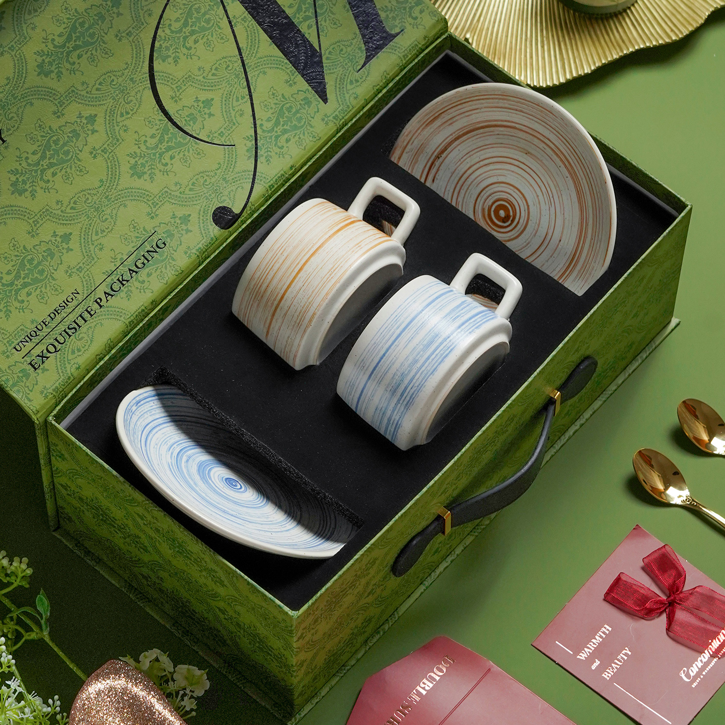 陶瓷咖啡杯子高档精致特别好看的复古咖啡杯碟套装乔迁新居礼物盒