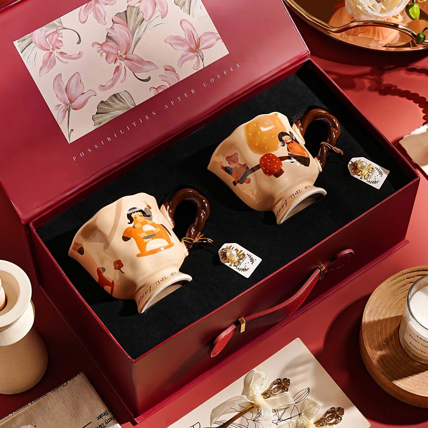 陶瓷咖啡杯子高档精致高级特别好看的咖啡杯碟套装结婚新婚礼物盒