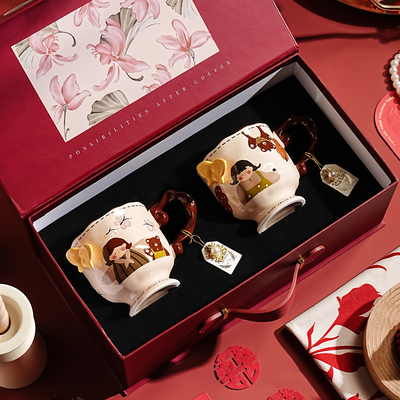 陶瓷马克杯高级感一对情侣杯子家用水杯喝水结婚礼物礼盒装伴手礼