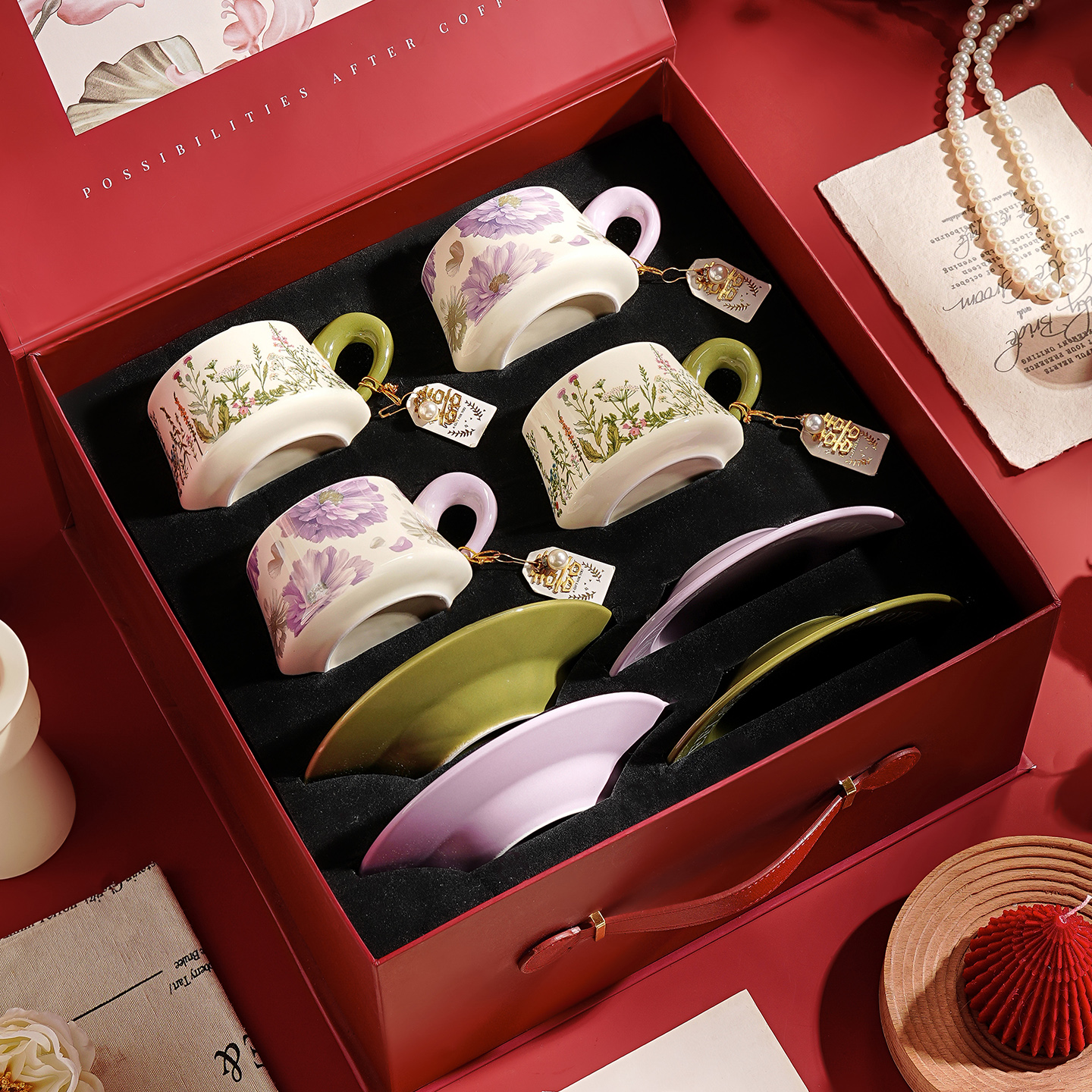 陶瓷咖啡杯子高档精致复古法式特别好看的咖啡杯套装结婚新婚礼物