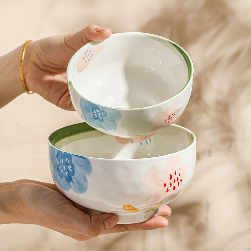 wuxin 莫奈花园陶瓷米饭碗日式碗盘组合餐具碗碟套装家用小清新