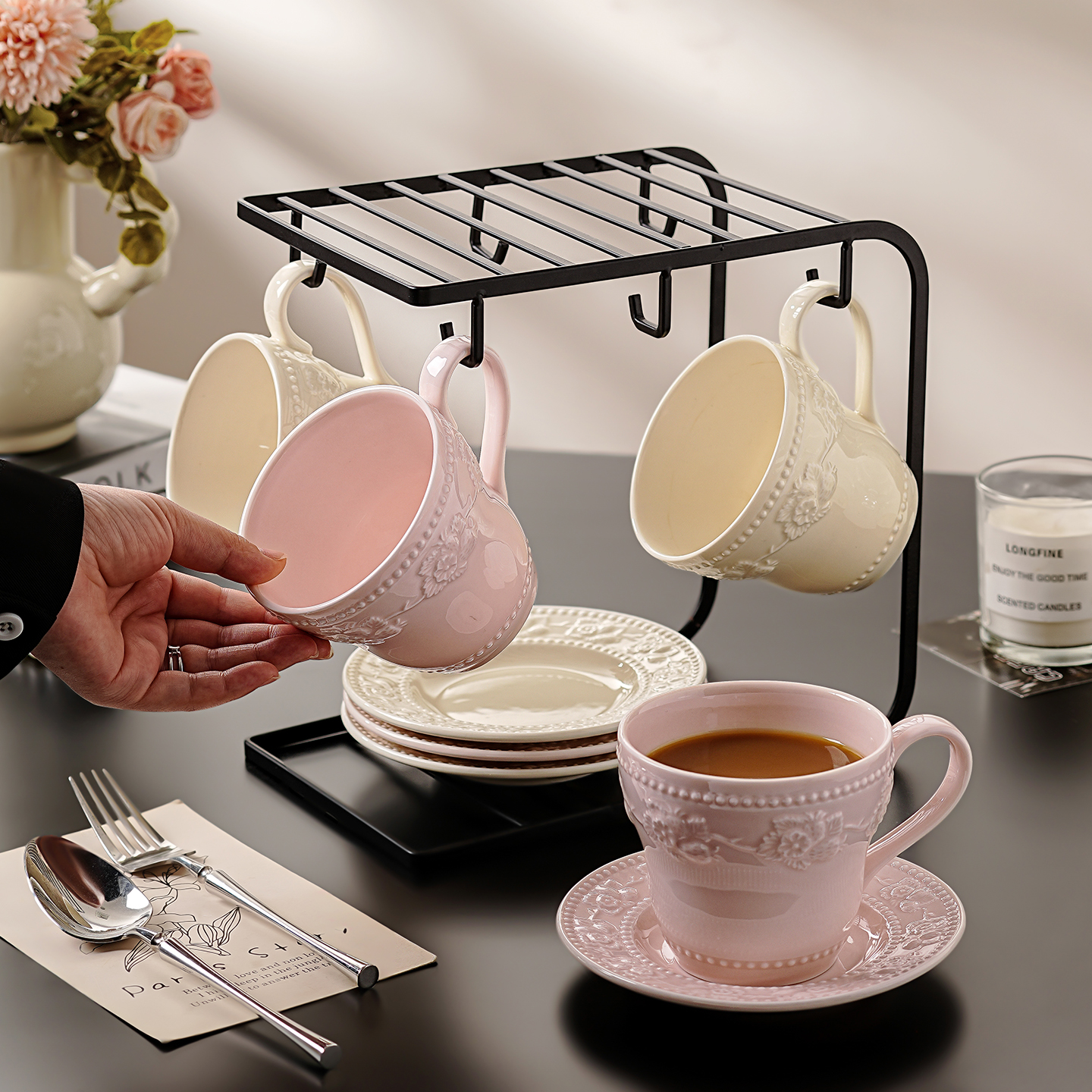 高级陶瓷咖啡杯子高档精致特别好看的咖啡杯套装下午茶餐具礼盒装