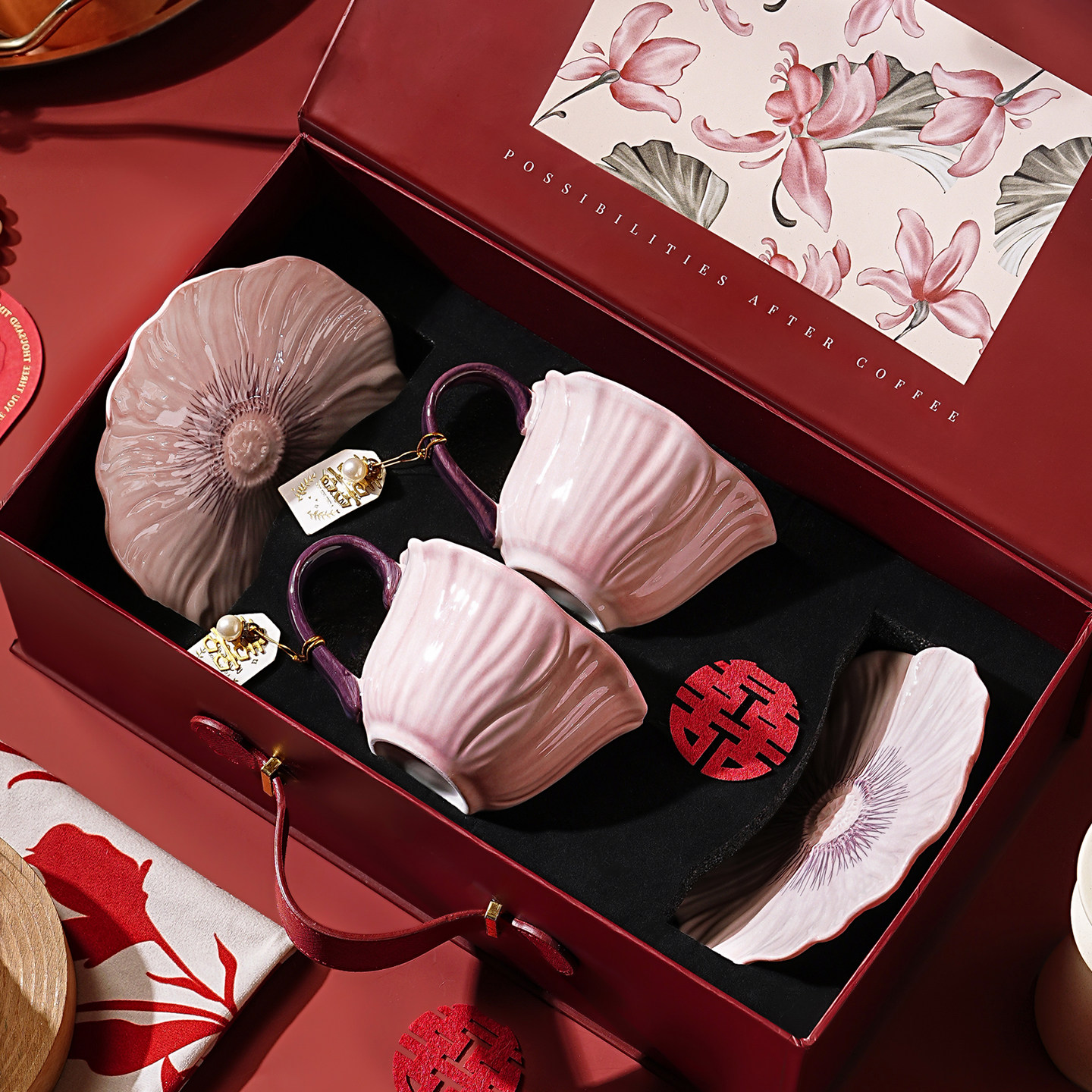 妇女节礼物送女友陶瓷特别好看的咖啡杯碟套装结婚新婚礼物送新娘