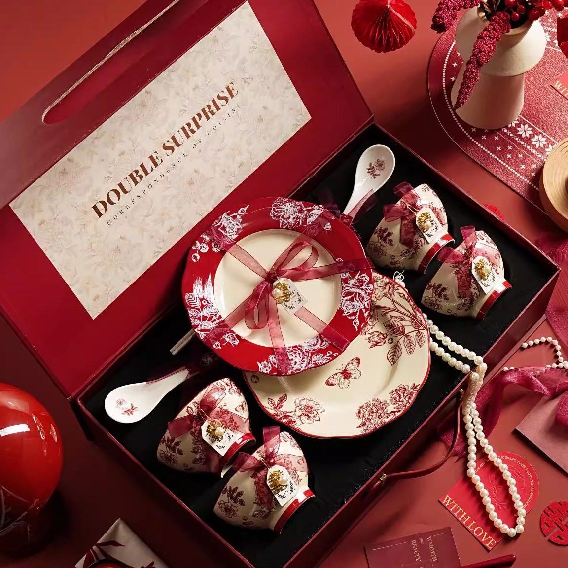 陶瓷餐盘子家用菜盘2026新款餐具套装新婚礼物送新娘乔迁新居礼盒