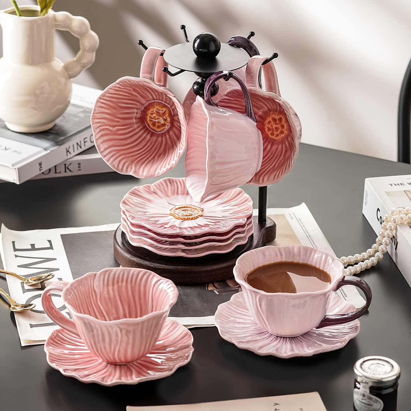 陶瓷咖啡杯子高档精致高级特别好看的咖啡杯碟套装女士个人专用