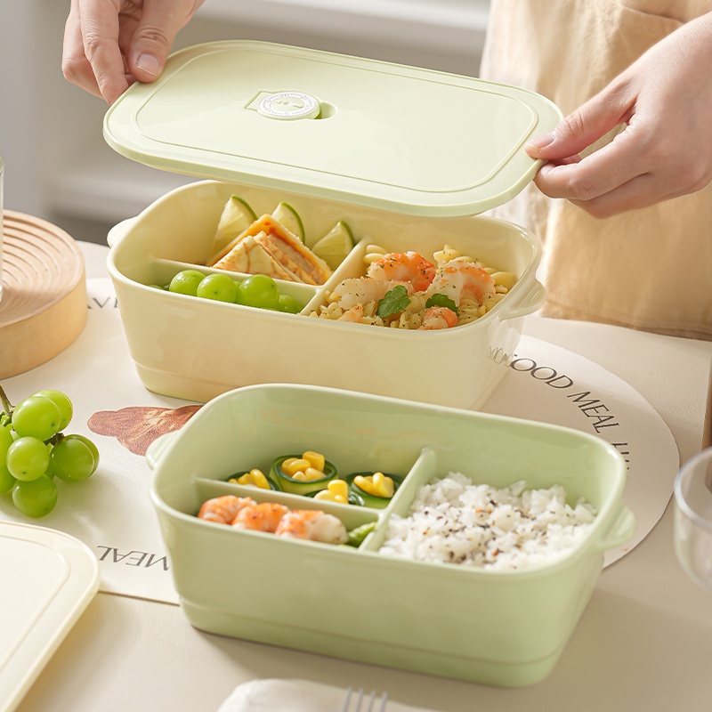 陶瓷奶油风便当盒分格饭盒