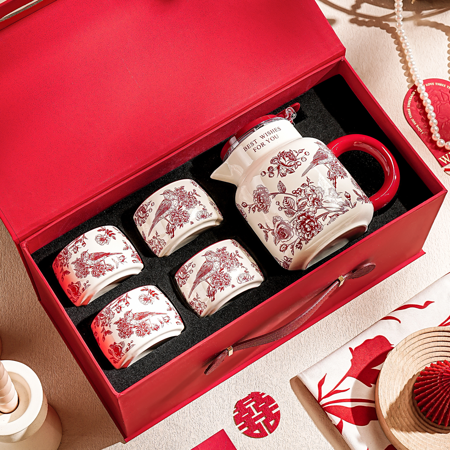 杯具套装新居乔迁茶杯水壶茶壶客厅杯子套装结婚新婚礼物水具套装