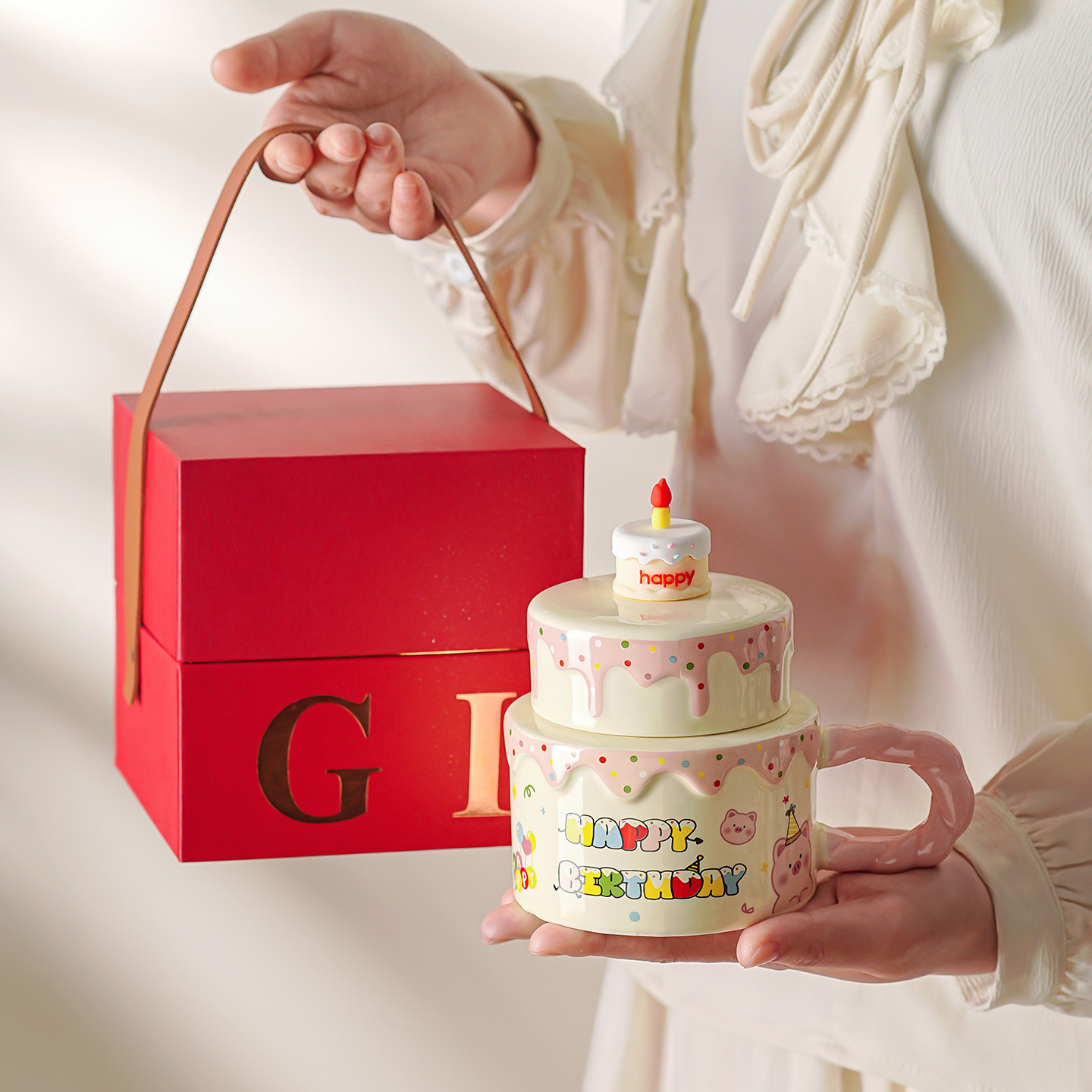 陶瓷杯马克杯带盖早餐杯子家用喝水礼盒情侣水杯生日礼物女生实用