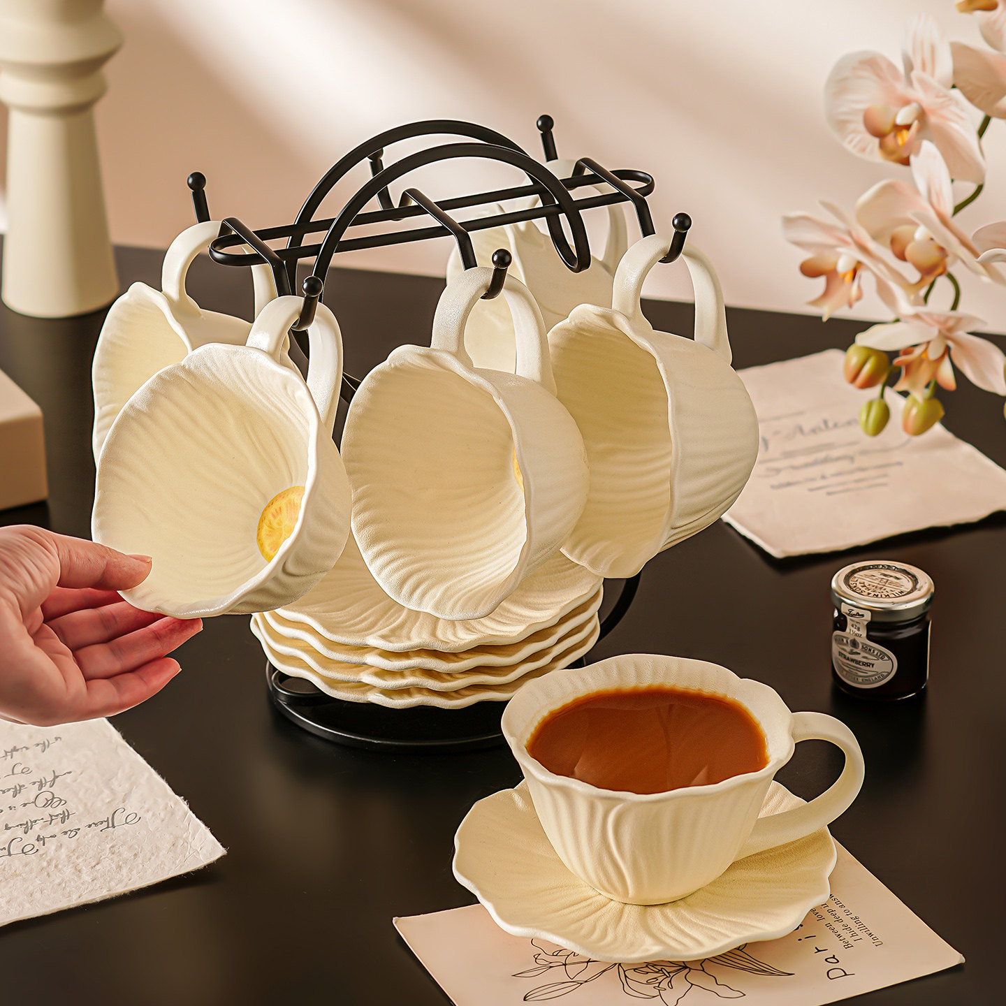 陶瓷咖啡杯高级感轻奢高颜值法式精致漂亮咖啡杯套装乔迁新婚礼物