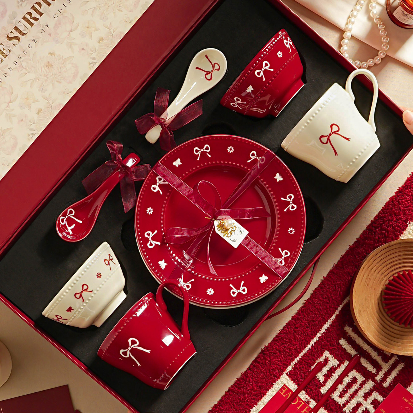 新婚礼物碗碟套装新婚餐具礼盒碗家用2025新款高颜值饭碗盘子筷,餐饮具,餐具礼盒,淘宝优惠券,粉丝福利购,淘宝优惠卷