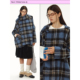 霓虹大荒野® 复古格纹落肩外套可拆卸围巾羊毛大衣