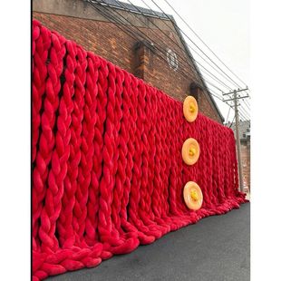 超粗冰岛毛线10厘米毛线巨型圣诞树编织圣诞氛围装 饰布置商场美陈