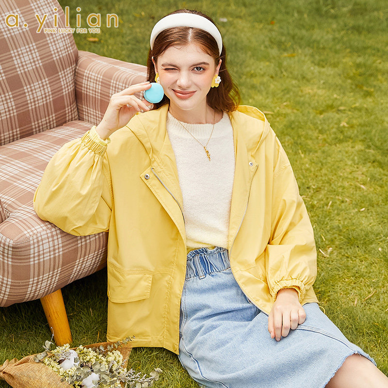 阿依莲新款外套小香风女短款连帽上衣韩版潮休闲