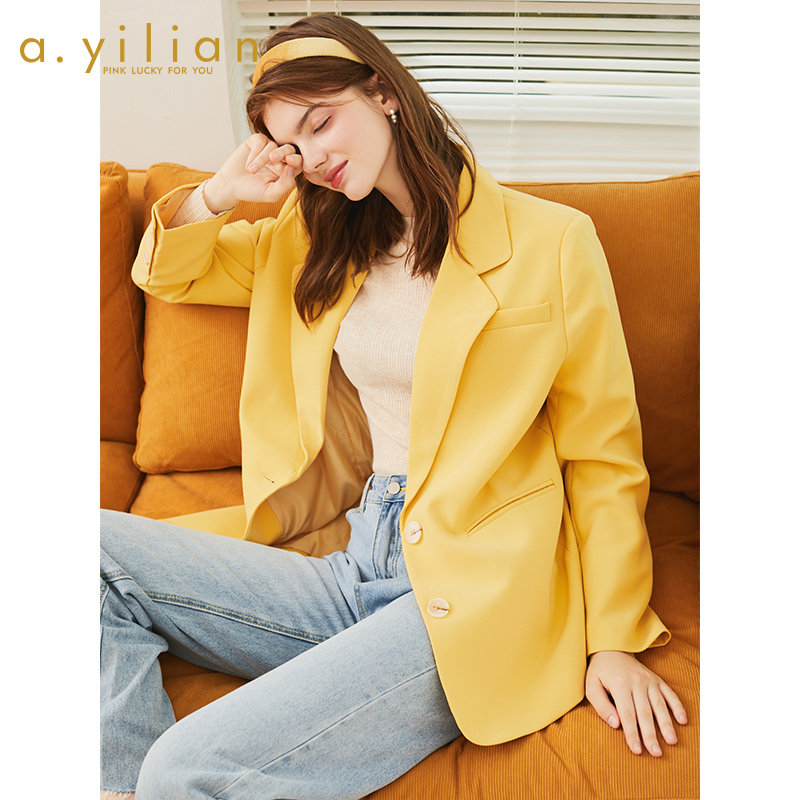 阿依莲2020新款西装外套女韩版修身英伦风设计感小众职业装