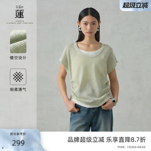 女夏季 新款 商場(chǎng)同款 氣質(zhì)顯瘦短袖 上衣 阿依蓮洋氣假兩件針織衫