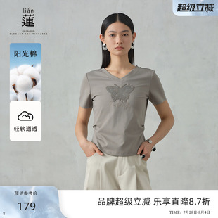 T恤女2025夏季 新款 商場同款 蝴蝶小衫 上衣 阿依蓮氣質休閑短袖